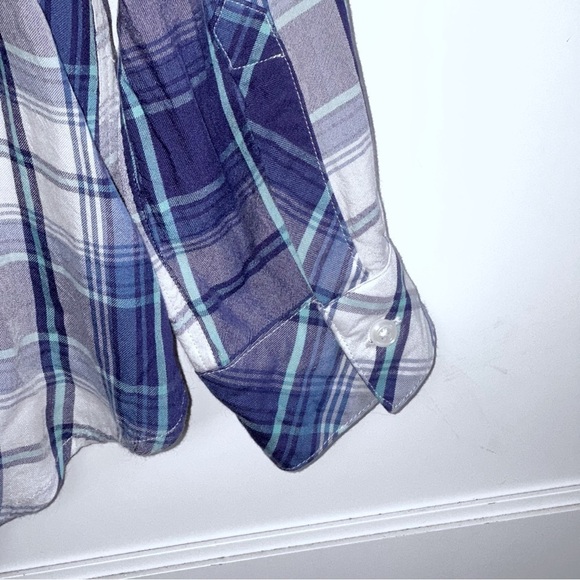 RAILS CARMEN RAYON Blue PLAID BUTTON DOWN SHIRT XS - Picture 11 of 13